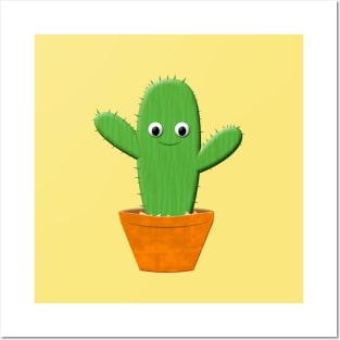 Cute Cactus In A Pot Drawing Posters and Art